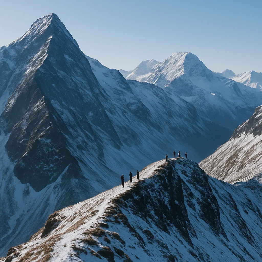 Small Group of Distant Hikers