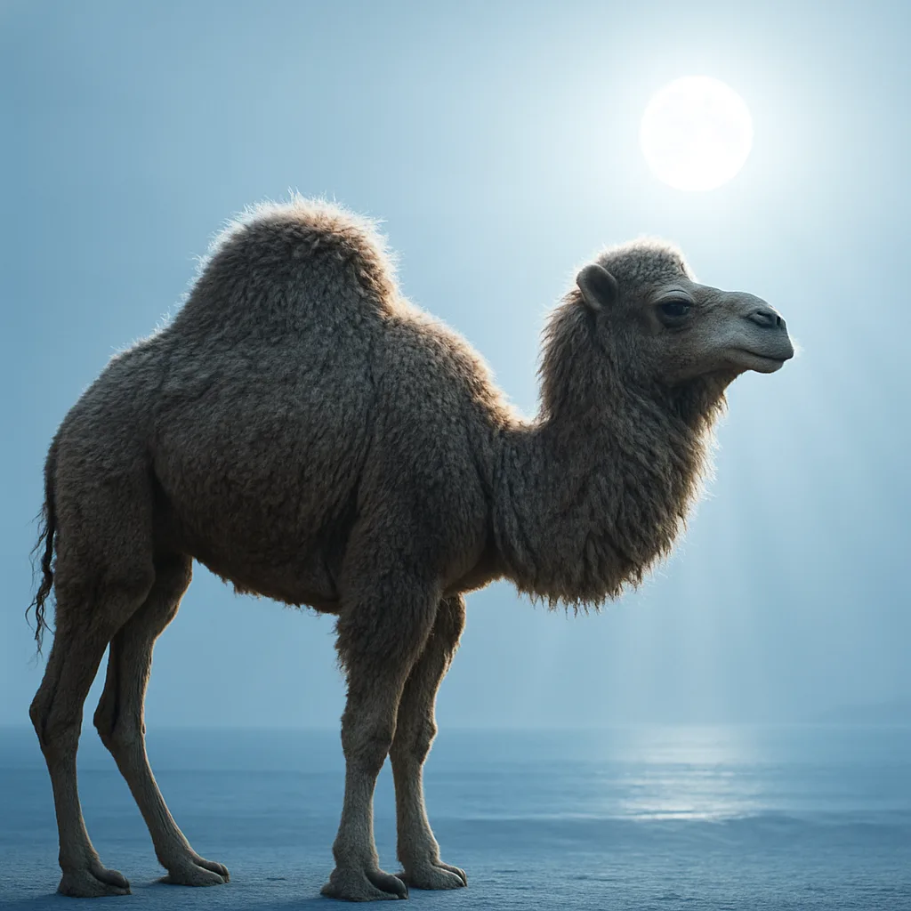 Single "arabian Camel", its "shaggy Winter Coat", "single Prominent Hump"