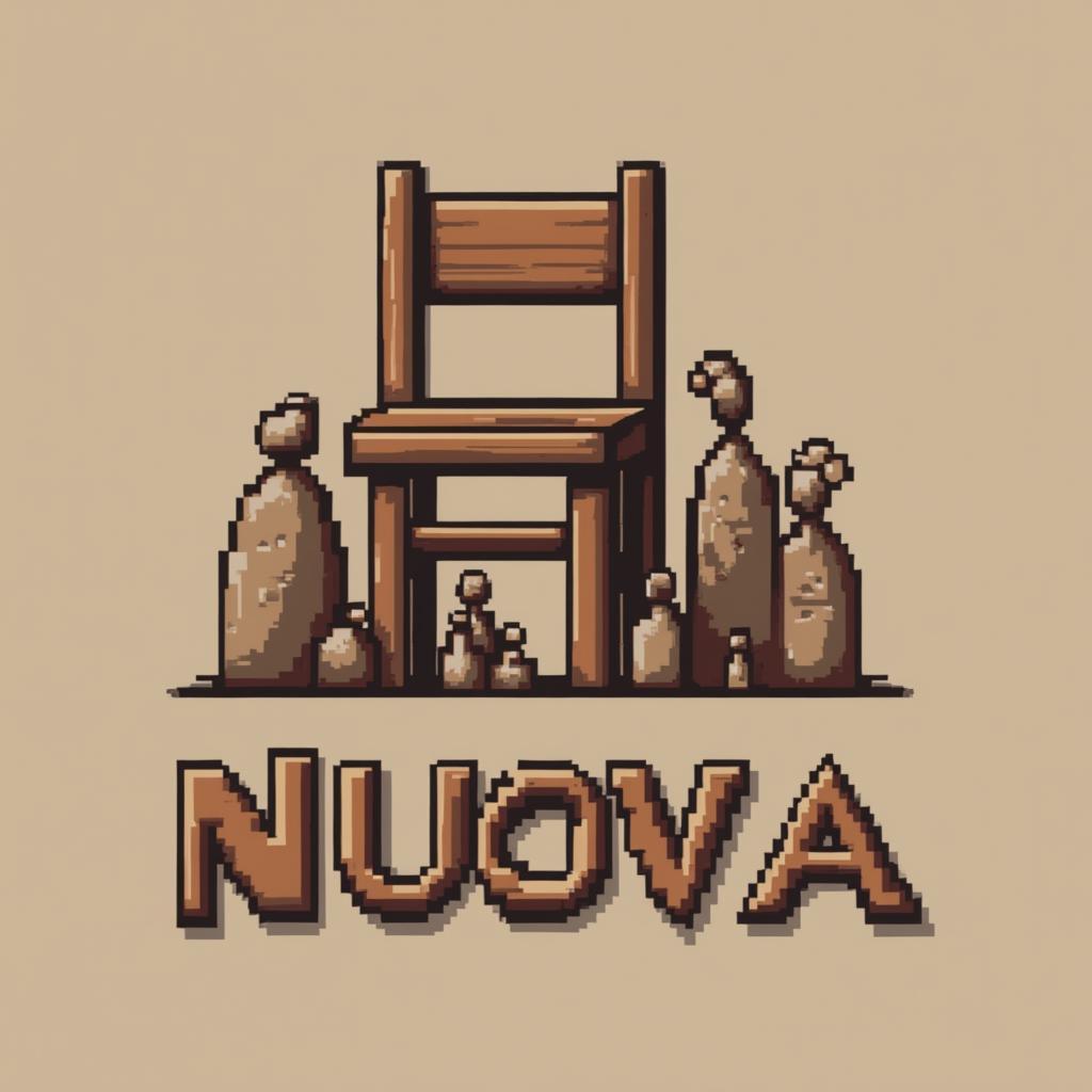 Chunky Pixel NUOVA Logo With Sculpted Chair