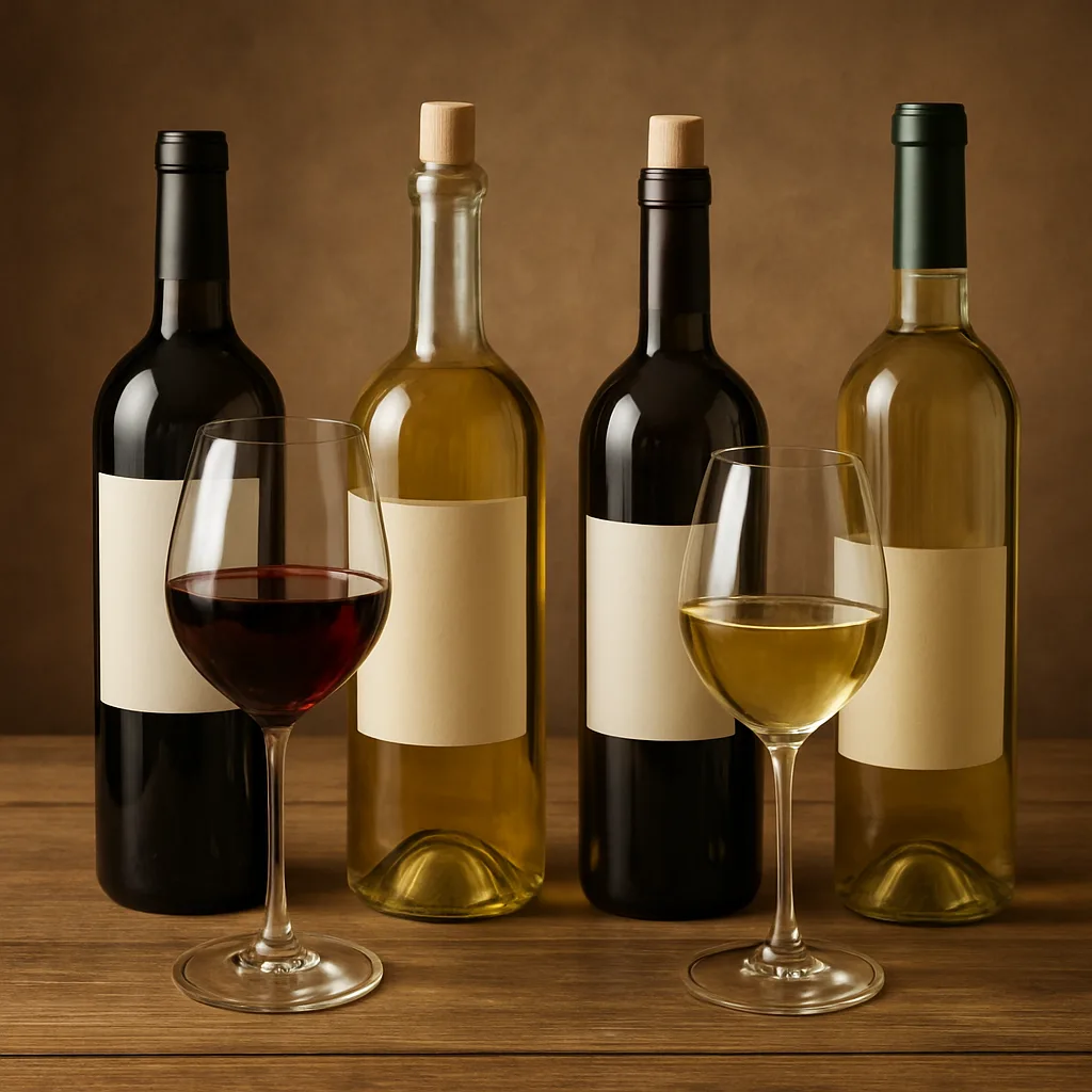 Selection of Wine Bottles and Glasses
