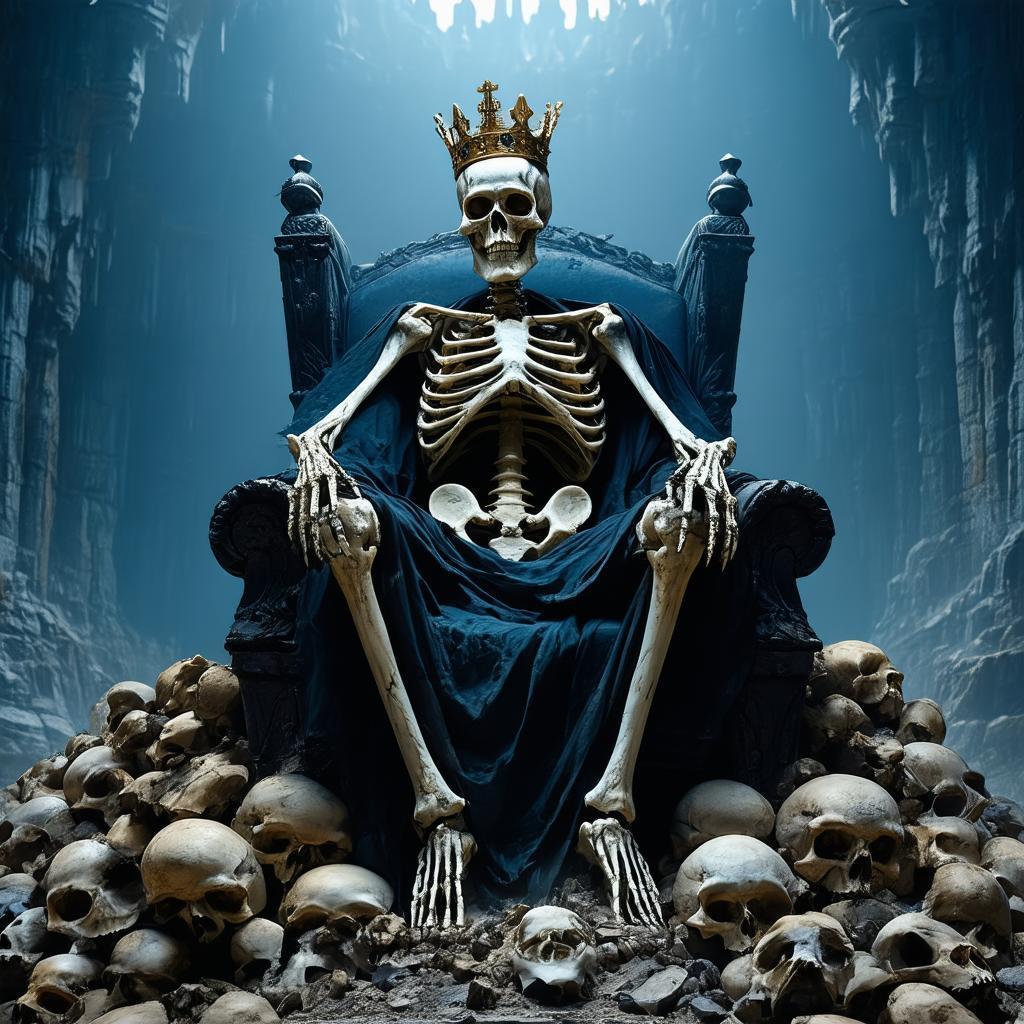 Skeleton King Enthroned on Mountain of Bones
