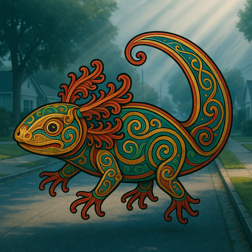 Vibrant Book of Kells Axolotl Tilts