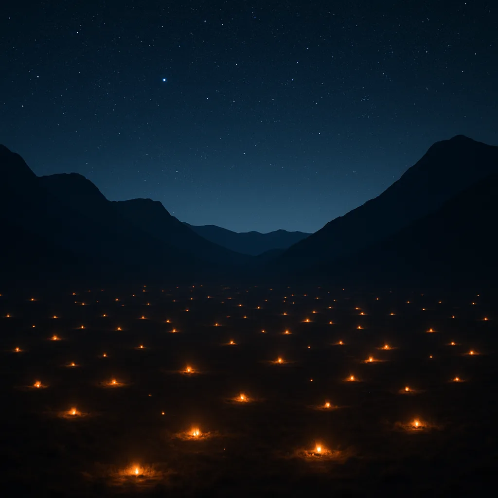 Countless Distant Campfires Twinkle Like Fallen Stars