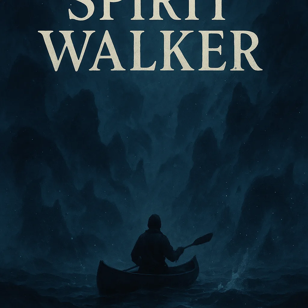 Lone Figure Paddles a Canoe in a Misty