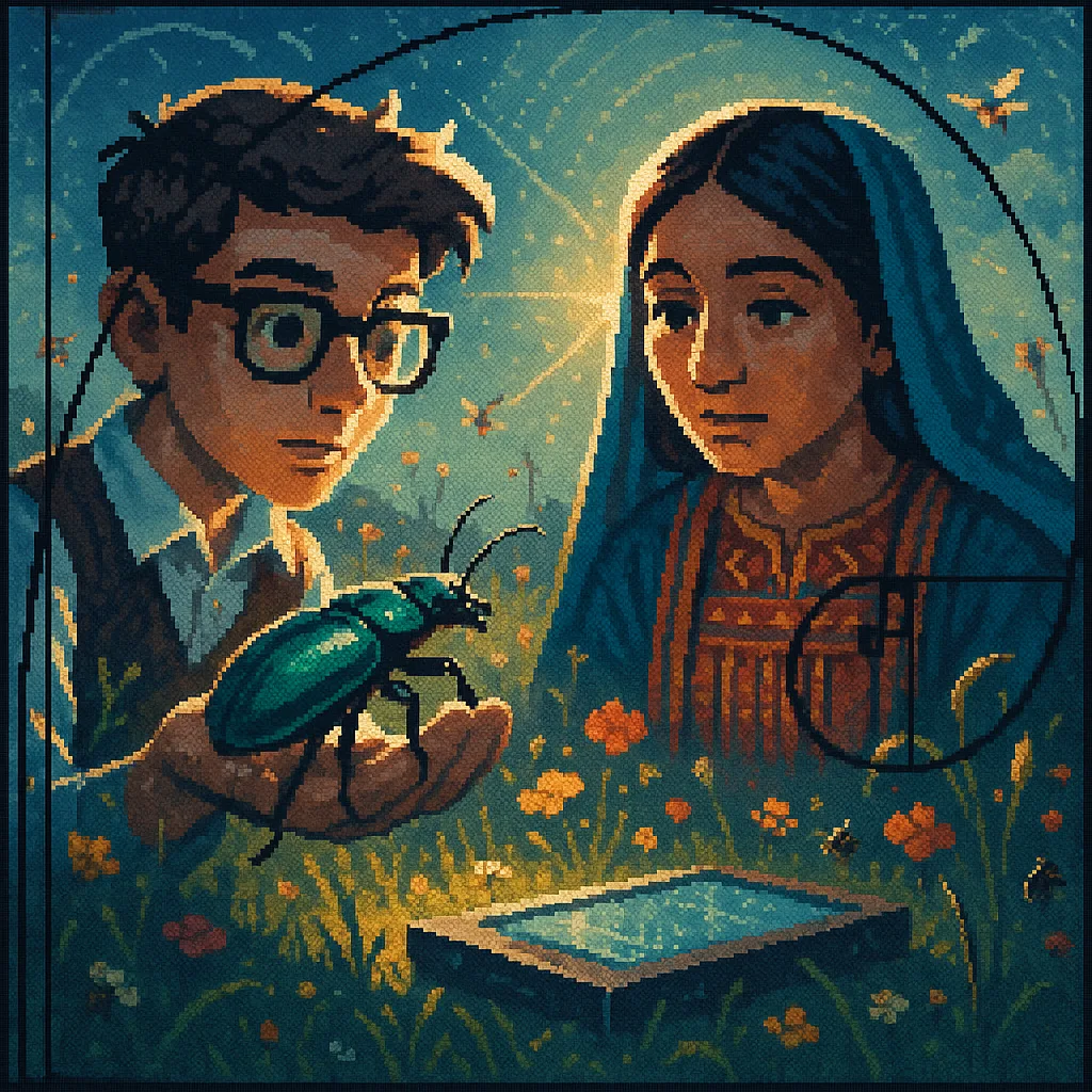 Pixel Art Styled Teenage Scholar