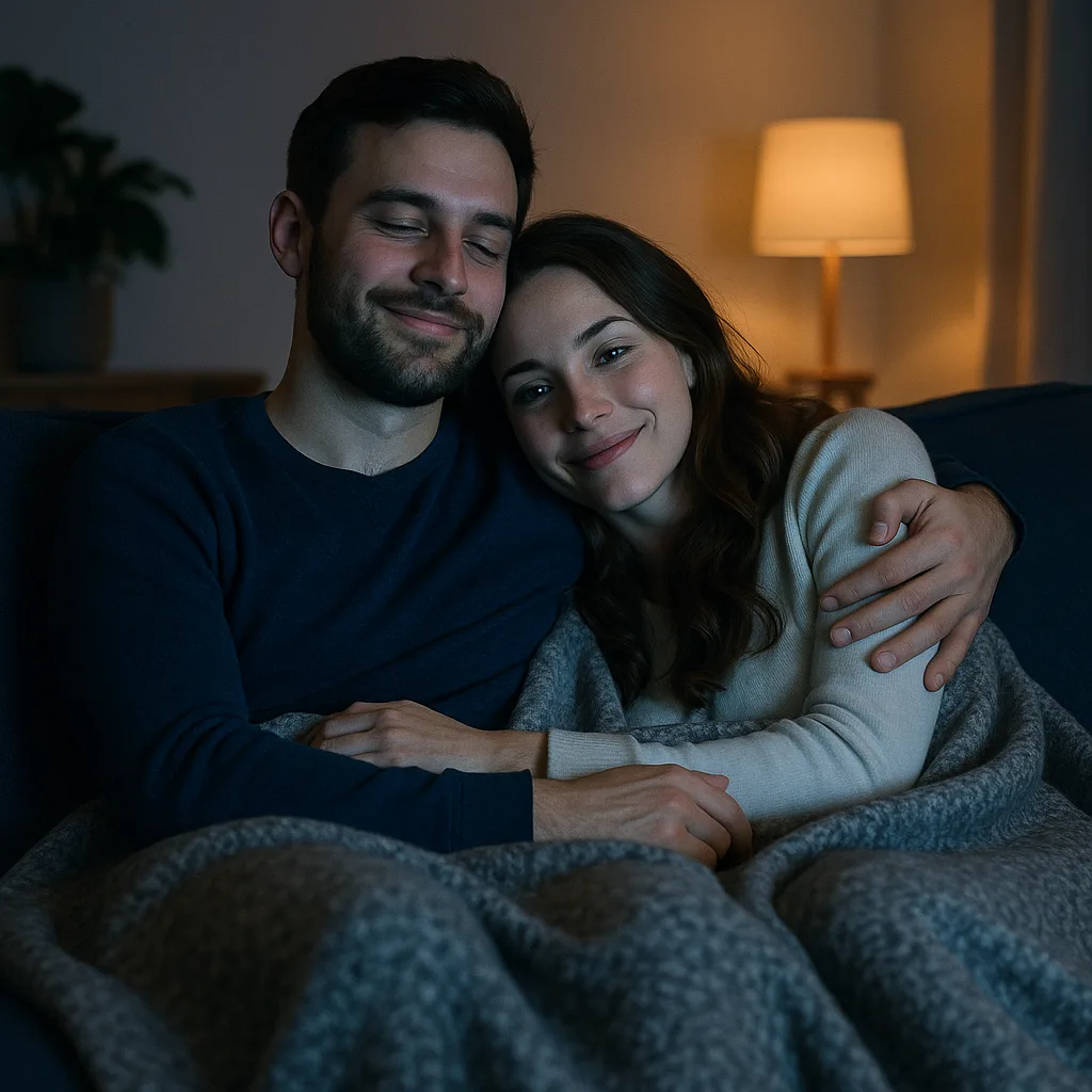 Pair Sits Comfortably on the Couch
