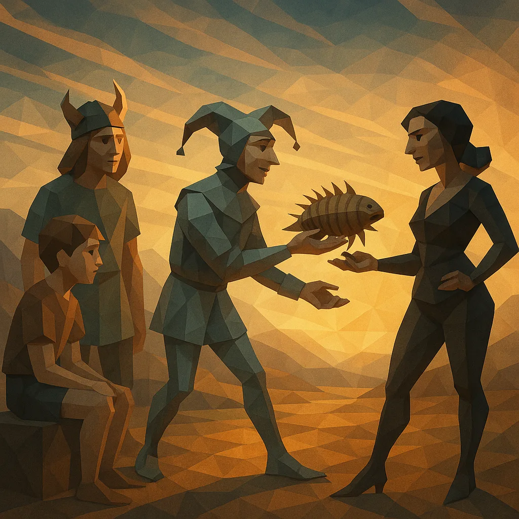 Faceted Polygonal Scene Unfolds Off-center