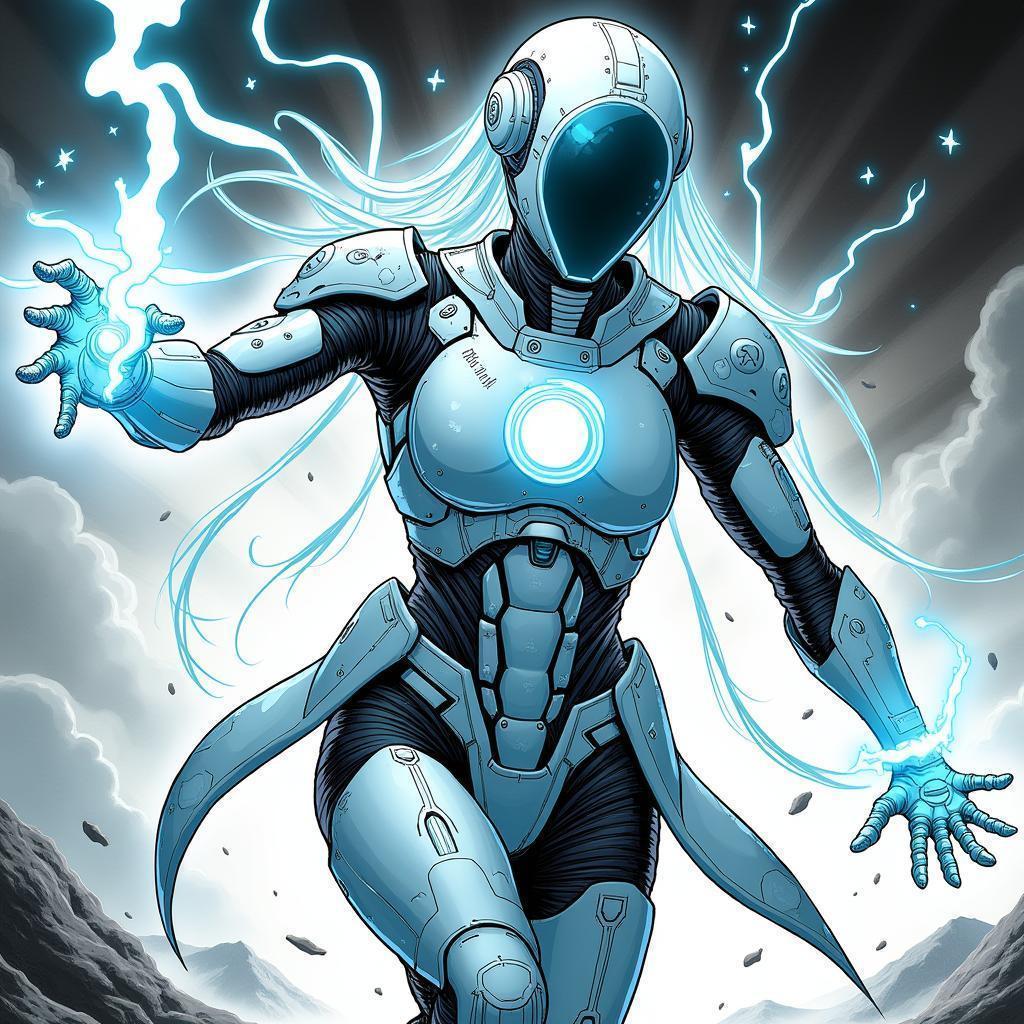 Glass Armored Cyber Warrior Casting Spells