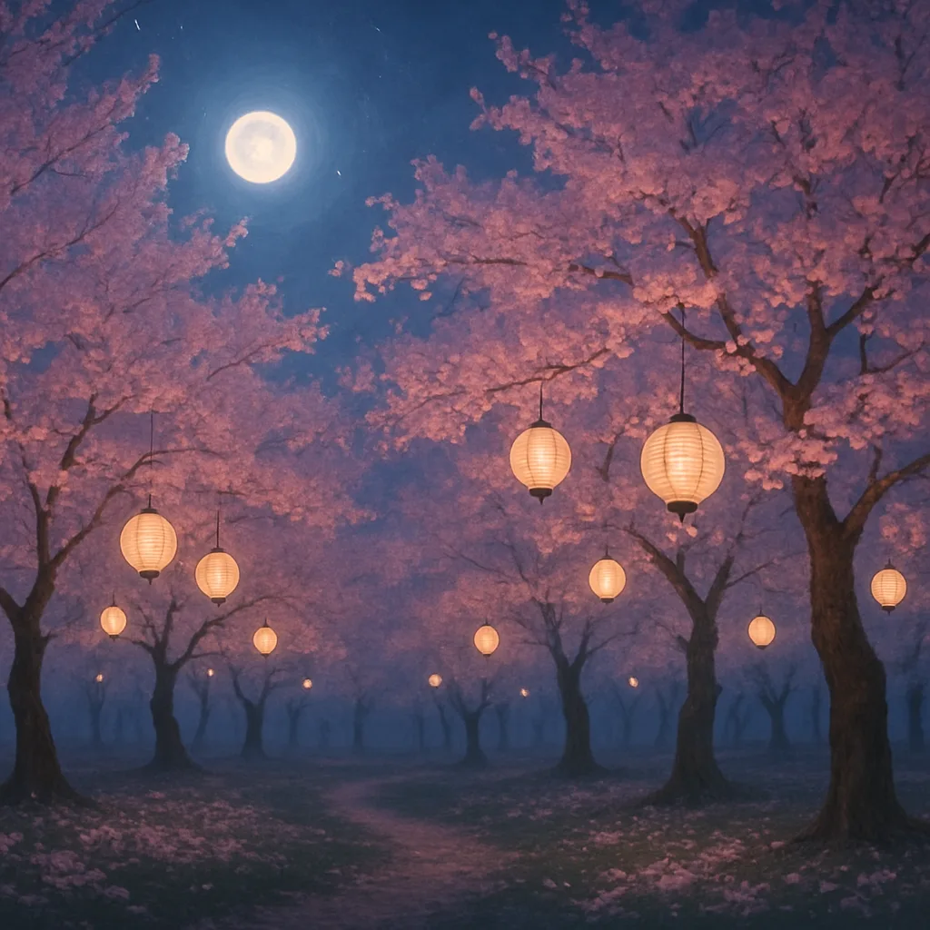 Lanterns Strung Between the Trees Cast a Gentle