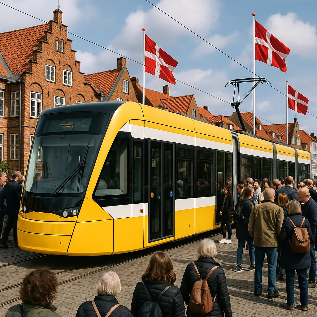 Modern Yellow and White Tram