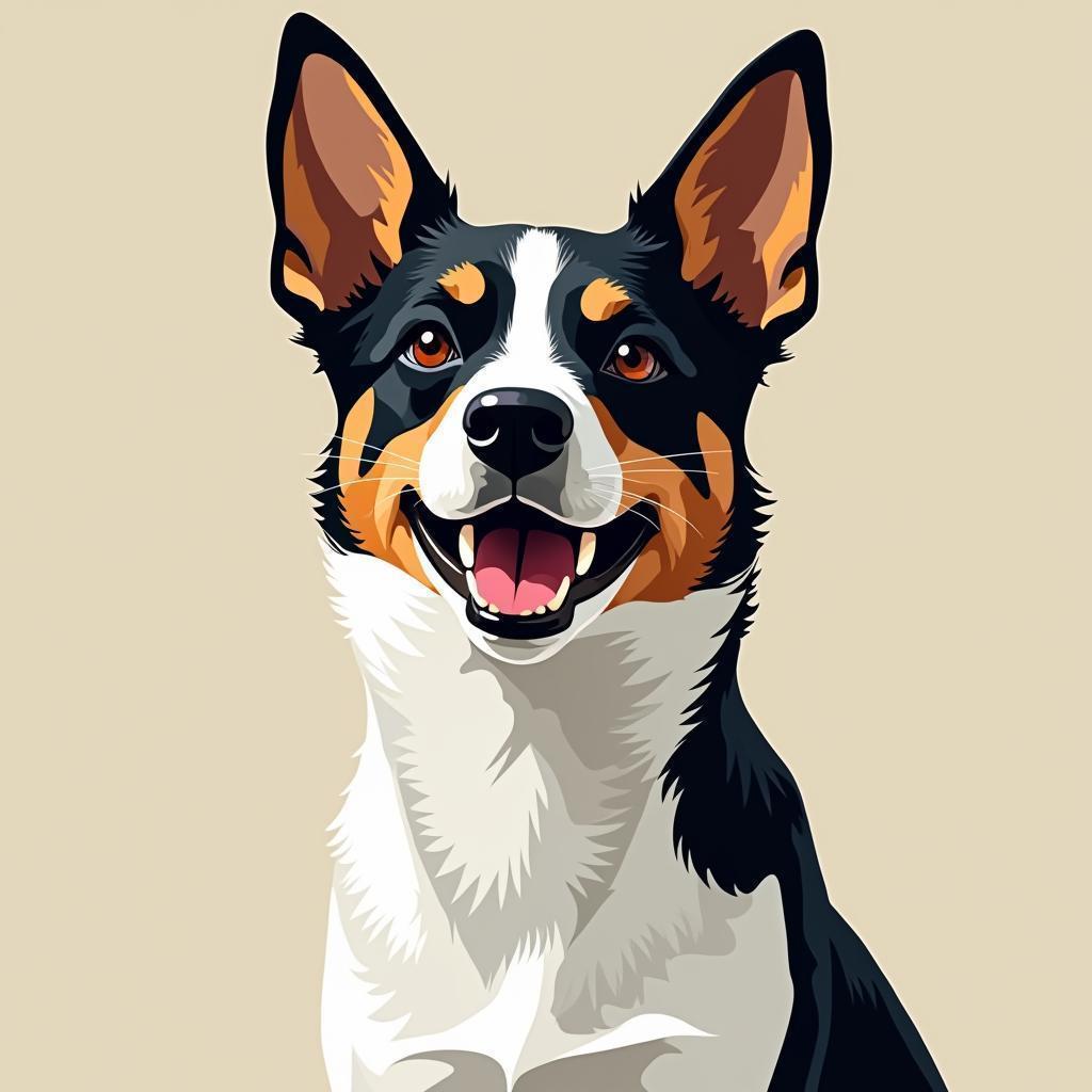 Minimalist Joyful Dog in Crisp Digital Lines