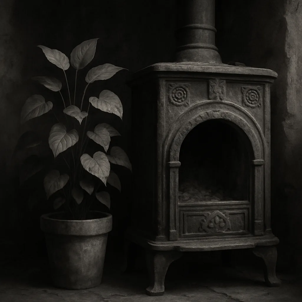 Black-and-white Illustration Showcasing a Potted Plant