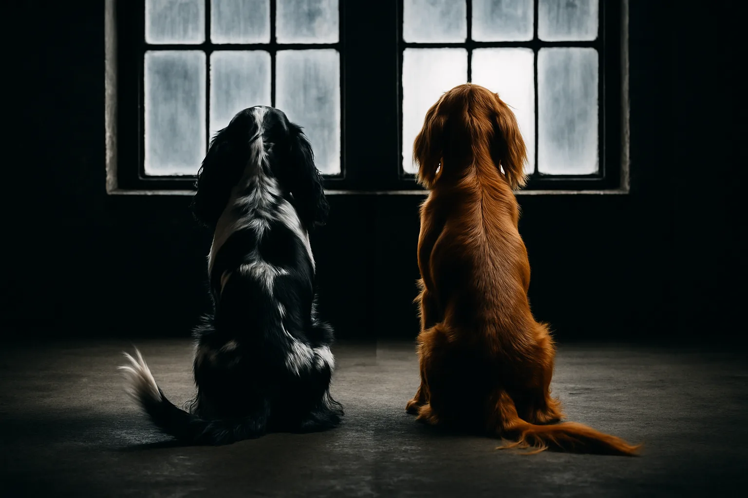 Parti-color Black and White Cocker Spaniel with Profusely Feathered Ears