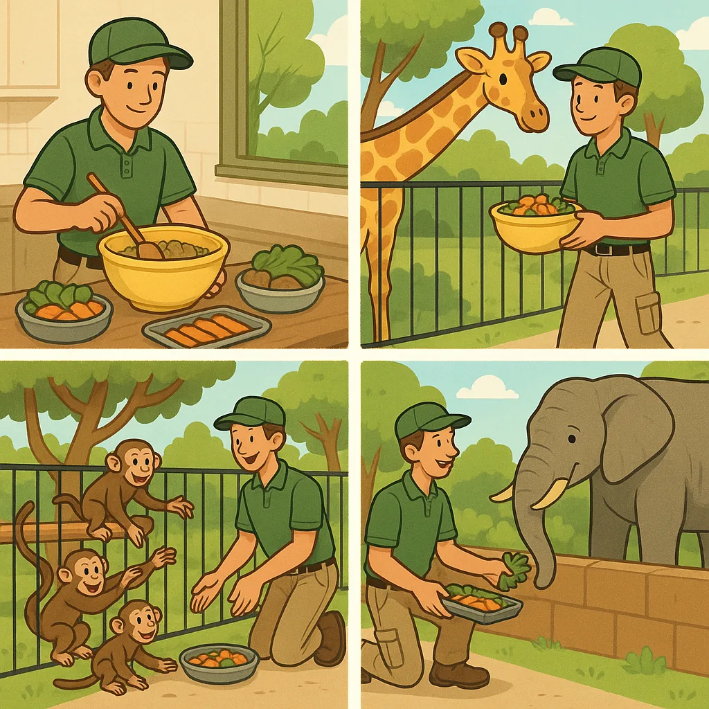 Zookeeper Is Making Meals for the Animals