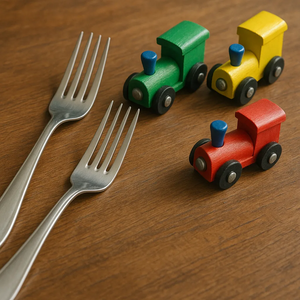 Depict a Lifelike Scene Showing a Pair of Silver Forks