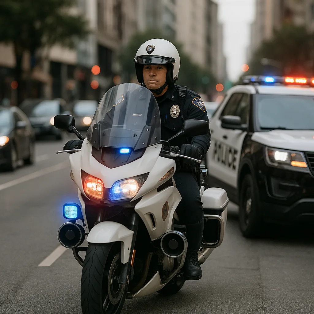 Police Officer on a White Motorcycle