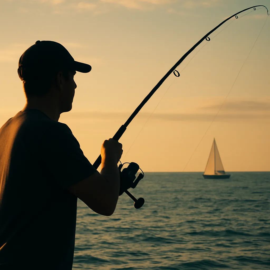 Person Is Shown Casting a Fishing Rod