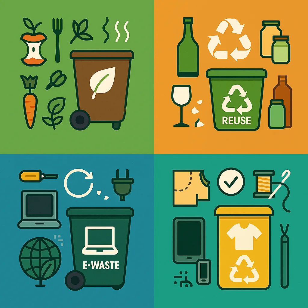 Refined Vector Illustration Composed of Four Separate Square Panels