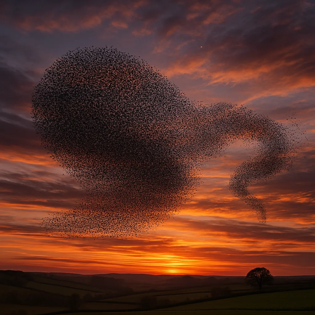 Massive Flock of Starlings Creates