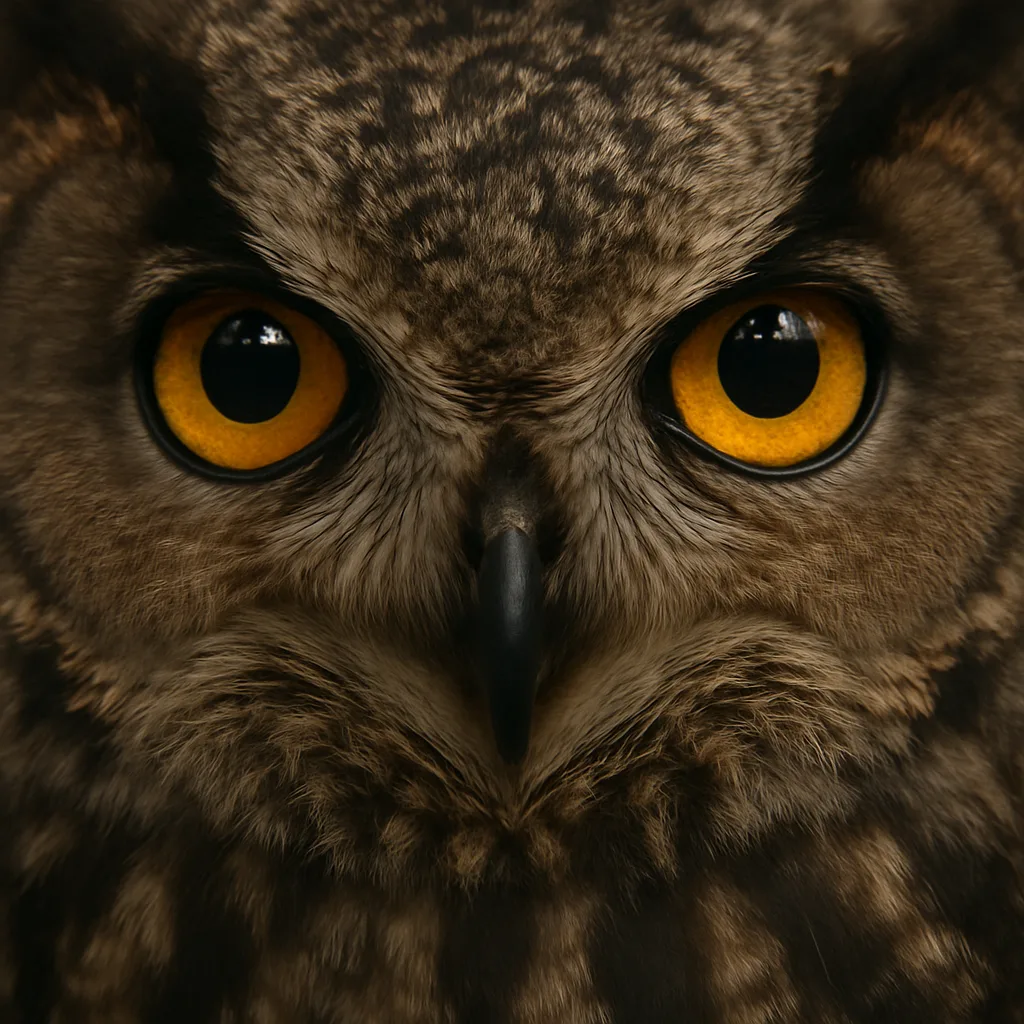 Detailed View of the Striking Amber Gaze of a Nighttime