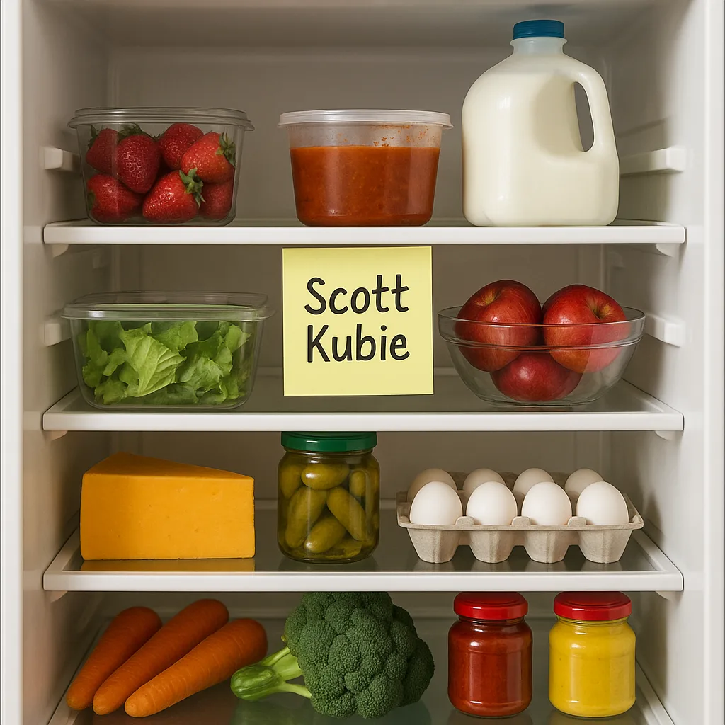 Open Refrigerator Filled with Various Food Items