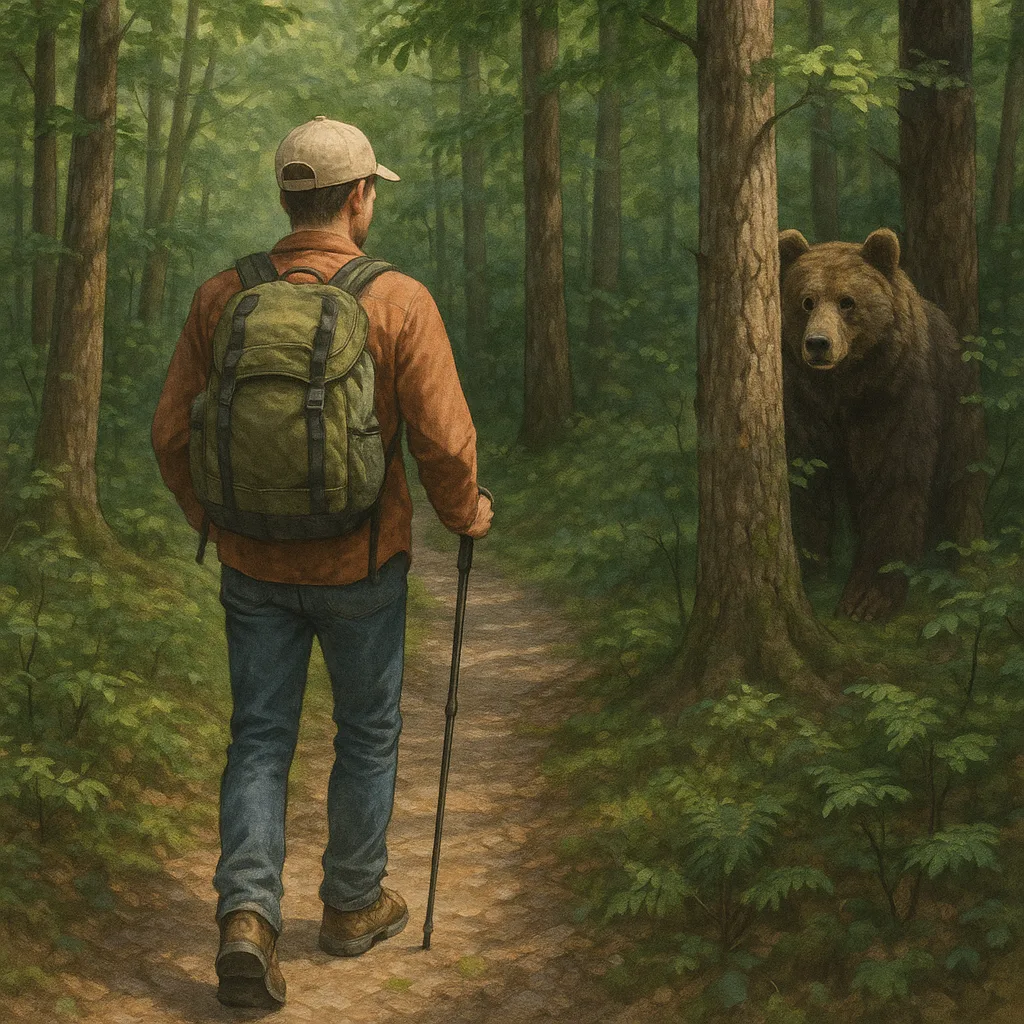 Bear Watches a Man Carefully
