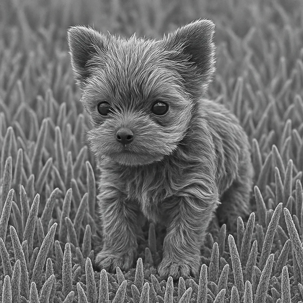 Electron Microscope Picture Showing a Miniature Yorkie Puppy