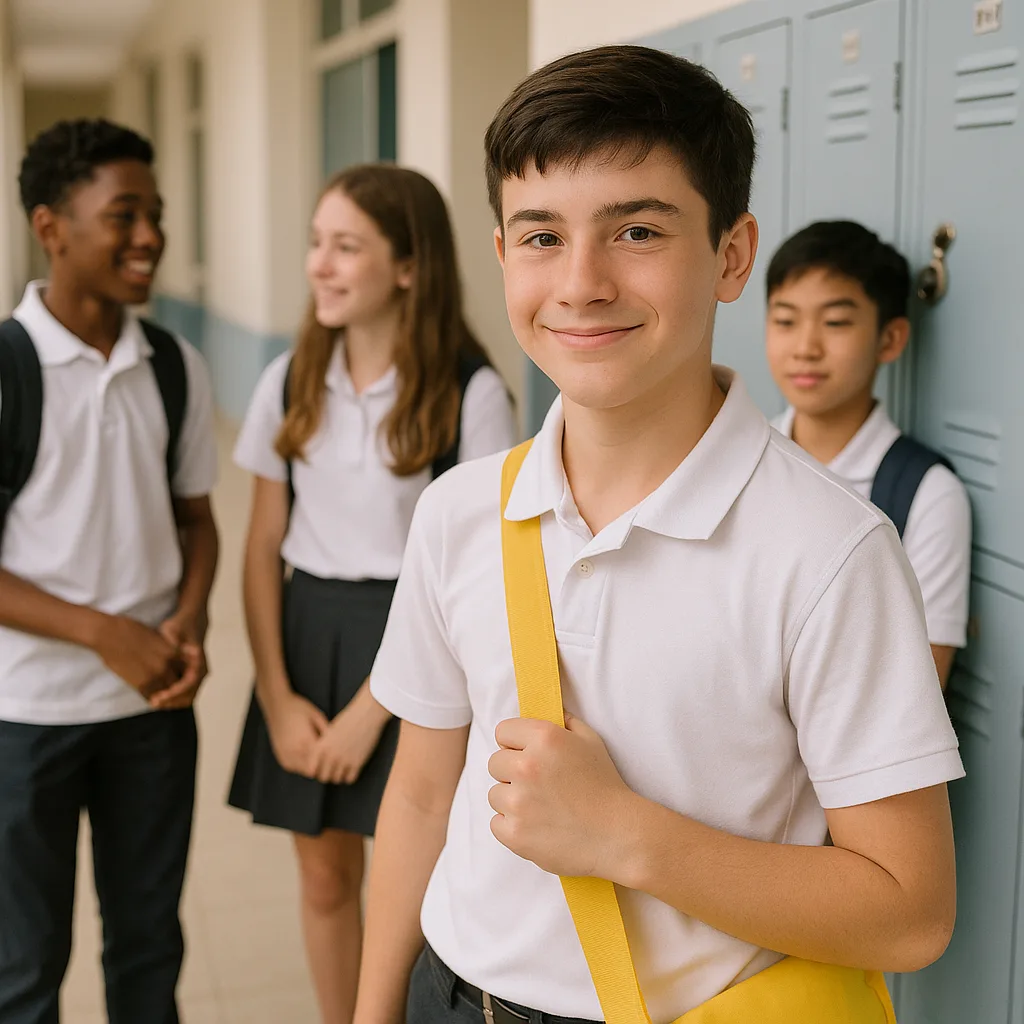 Group of Students in White School Uniforms