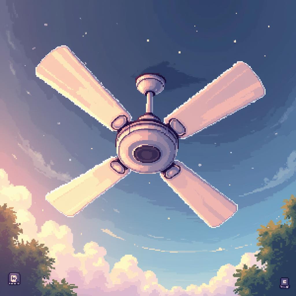 Retro Pixel Ceiling Fan With White Blades