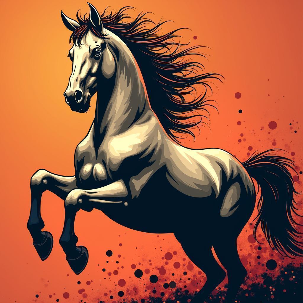 Bold Manga Horse in Dynamic Chiaroscuro Pose
