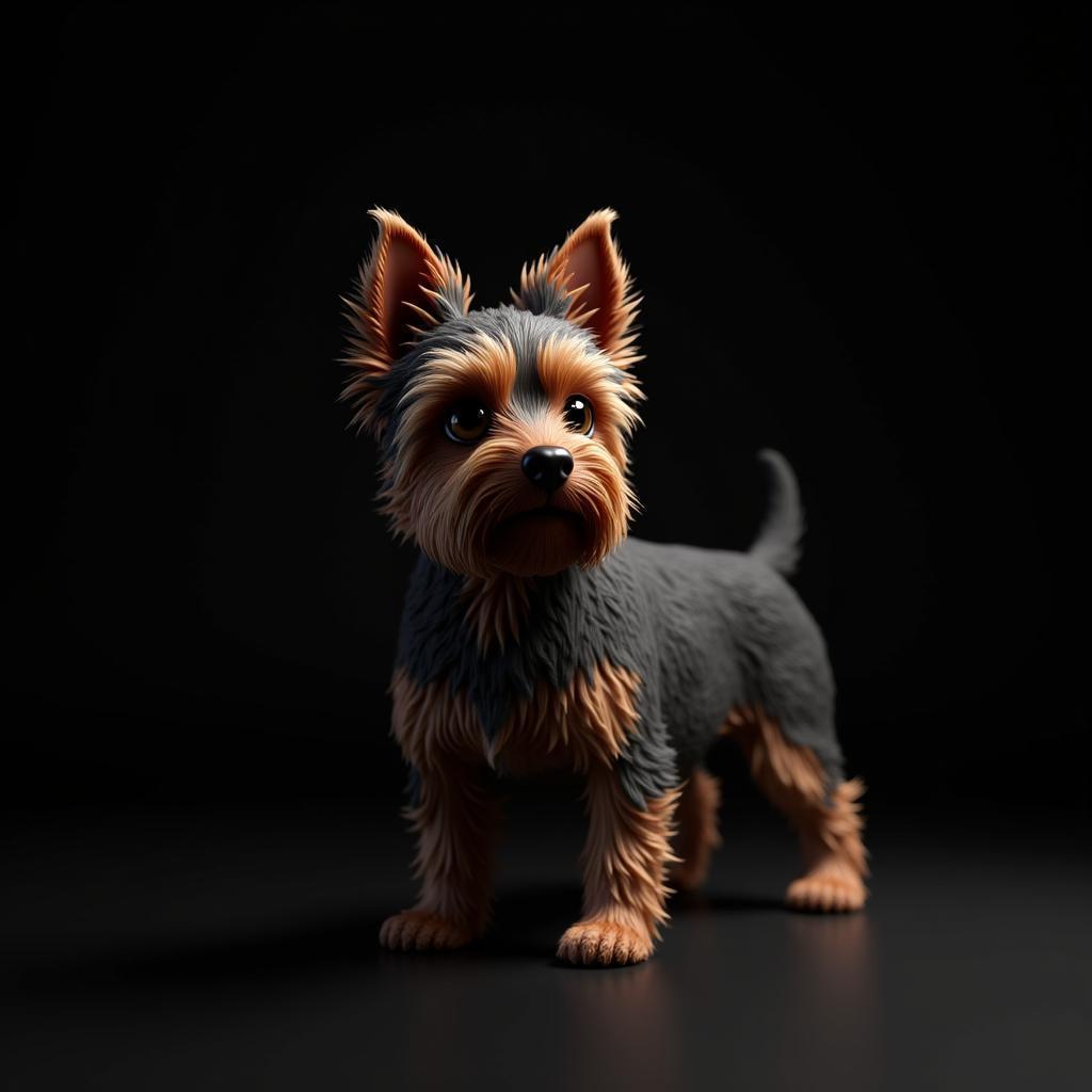 Yorkshire Terrier Portrait in Dramatic Shadow