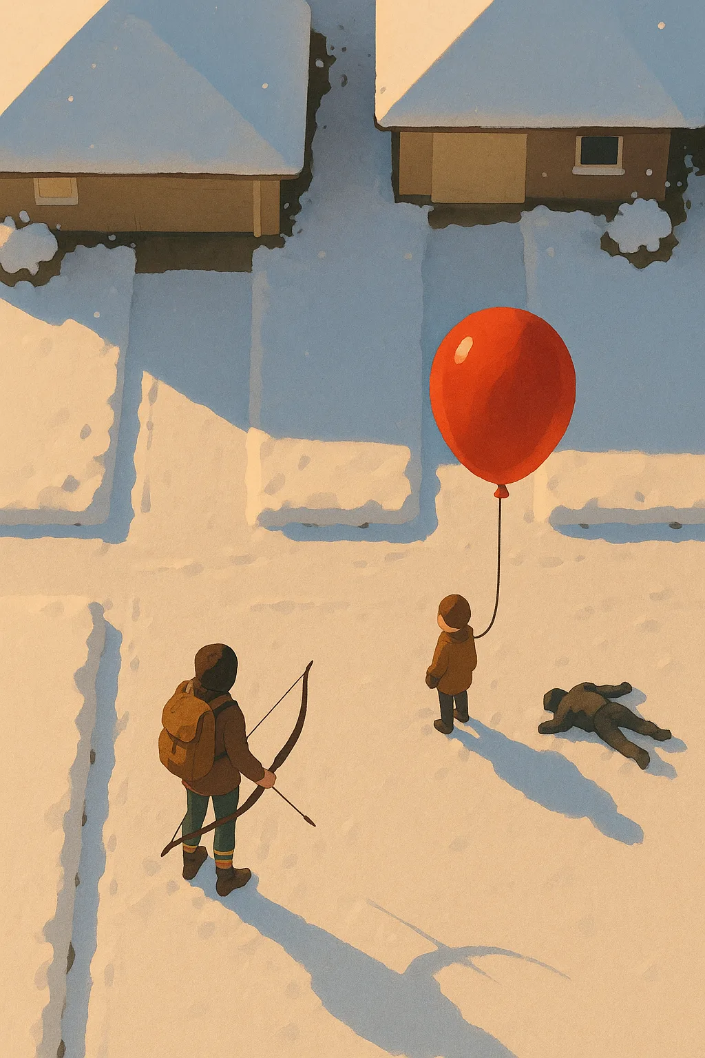 Scene Unfolds Across Snow-covered Rooftops