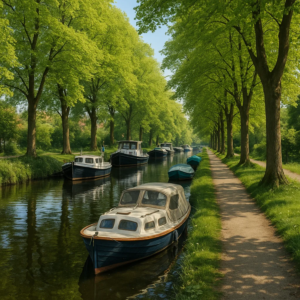 Serene Canal Lined with Trees