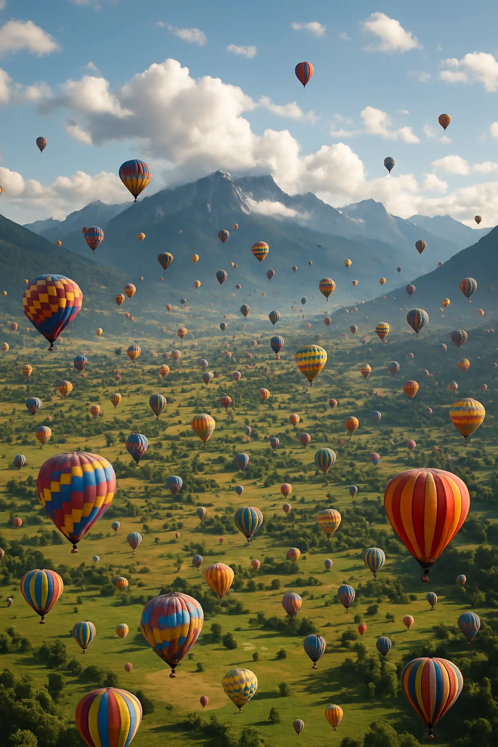 Hundreds of Colorful Hot Air Balloons Drift Serenely
