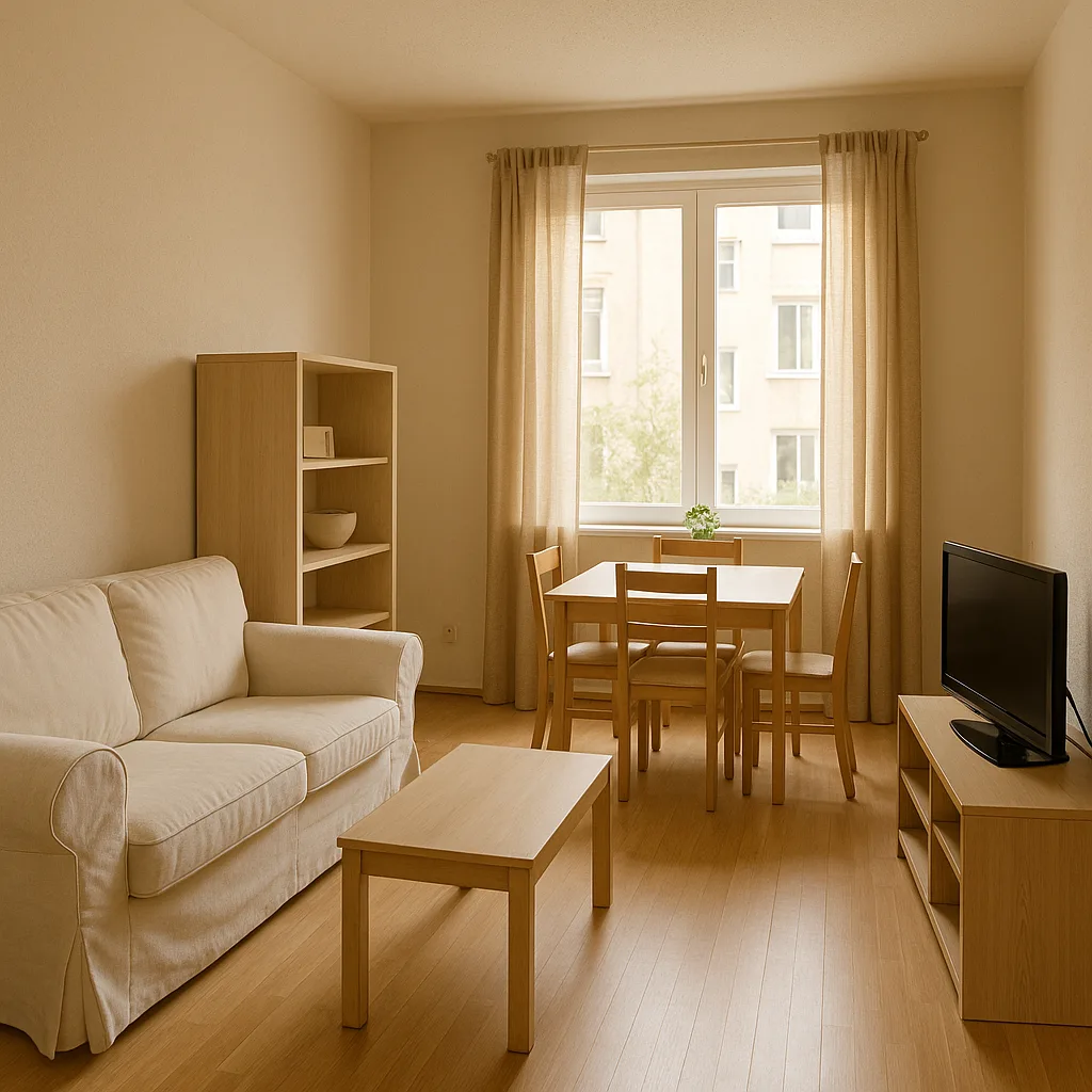 Modest Living Room with a White Couch