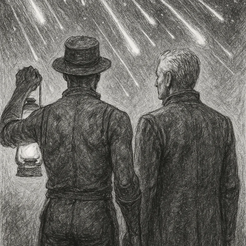 Charcoal Sketch Monochromatic Textured Figure Clad in 18th-19th Century Industrial