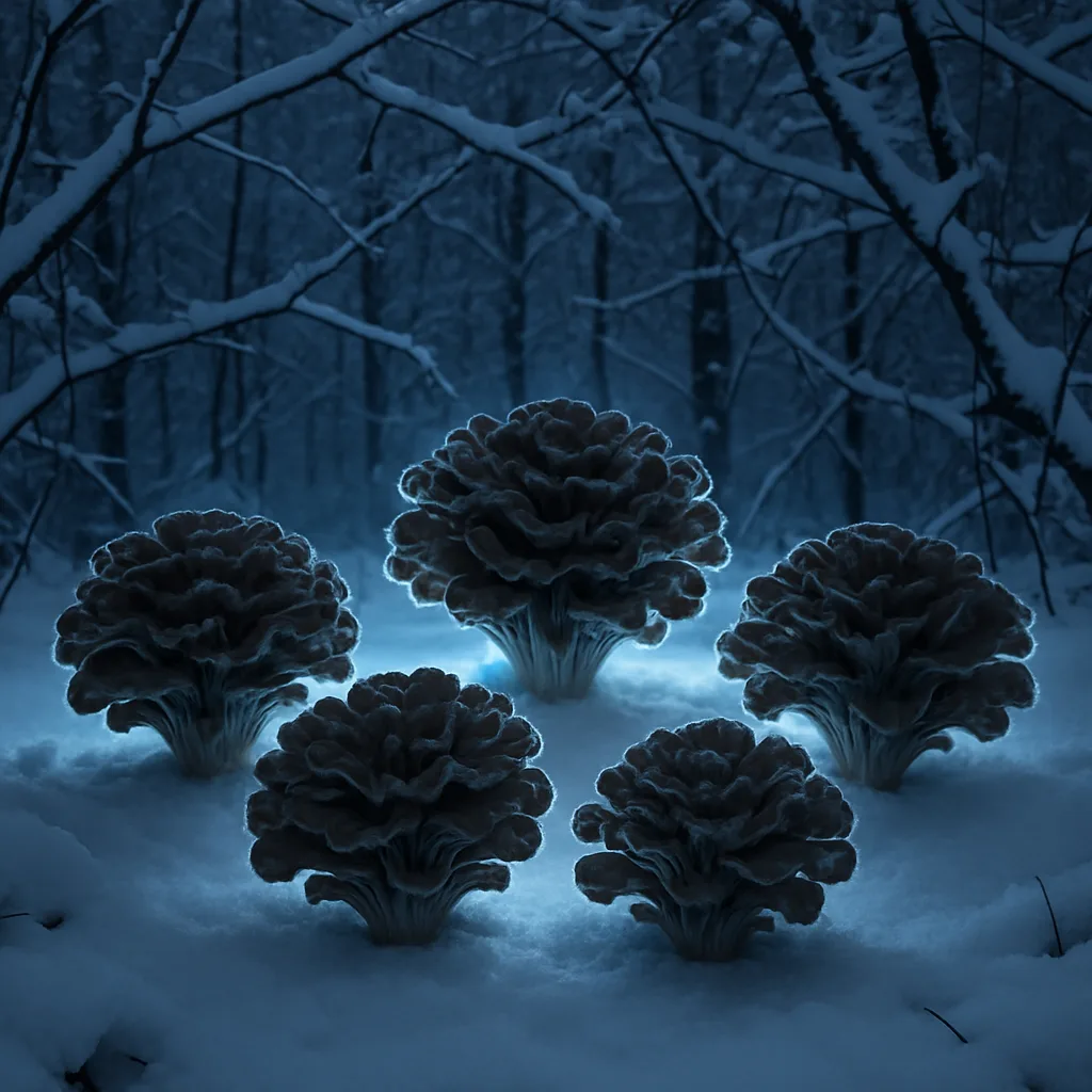 Five Diverse Hen-of-the-woods Mushrooms