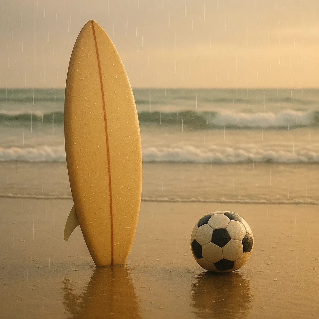 Imagine a Peaceful Rainy Setting with a Soccer Ball