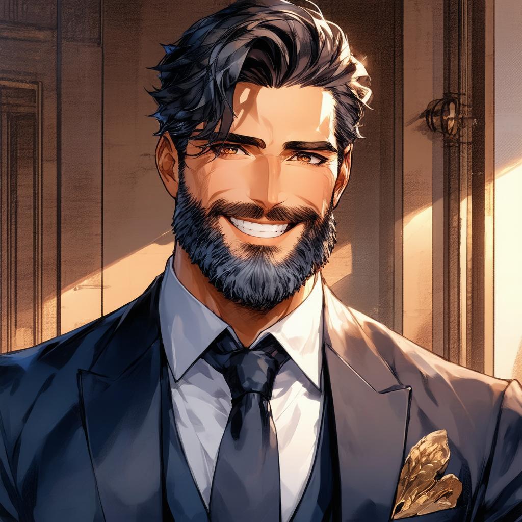 Warm Manga Portrait of a Bearded Gentleman