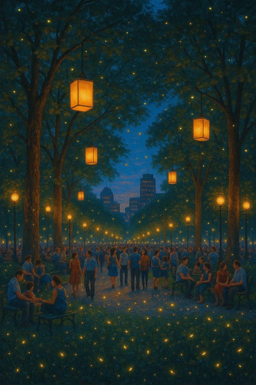 Lively Urban Park in the Summer