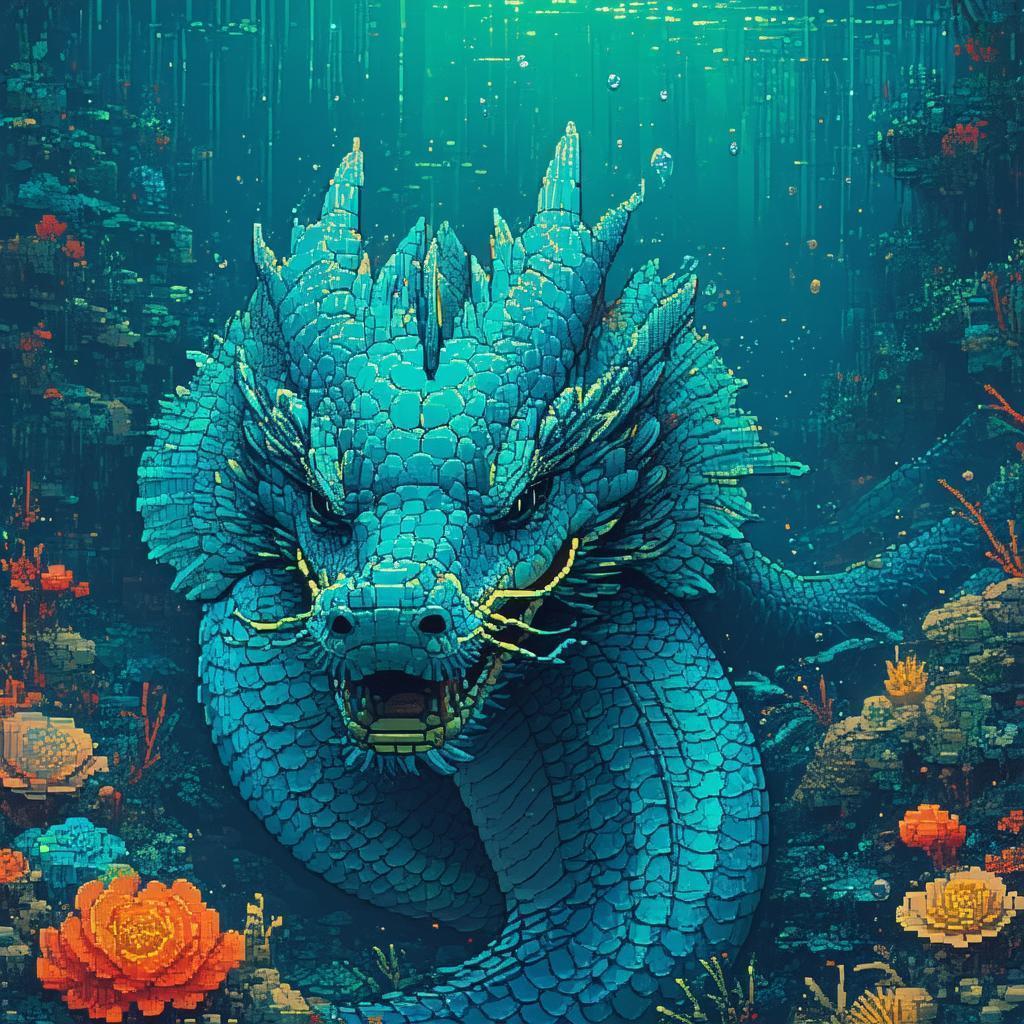 Lofi Pixel Portrait of an Underwater Naga
