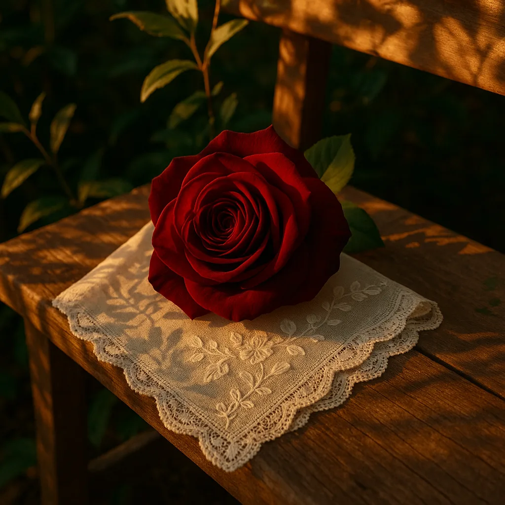 Velvety Deep Red Rose Lies Gracefully