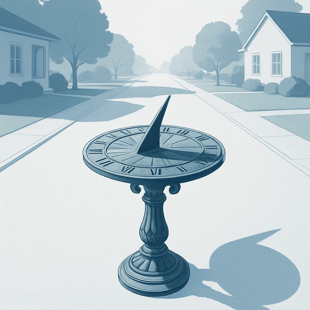Single Wrought Iron Sundial—its Form Detailed by an Ornate Pedestal