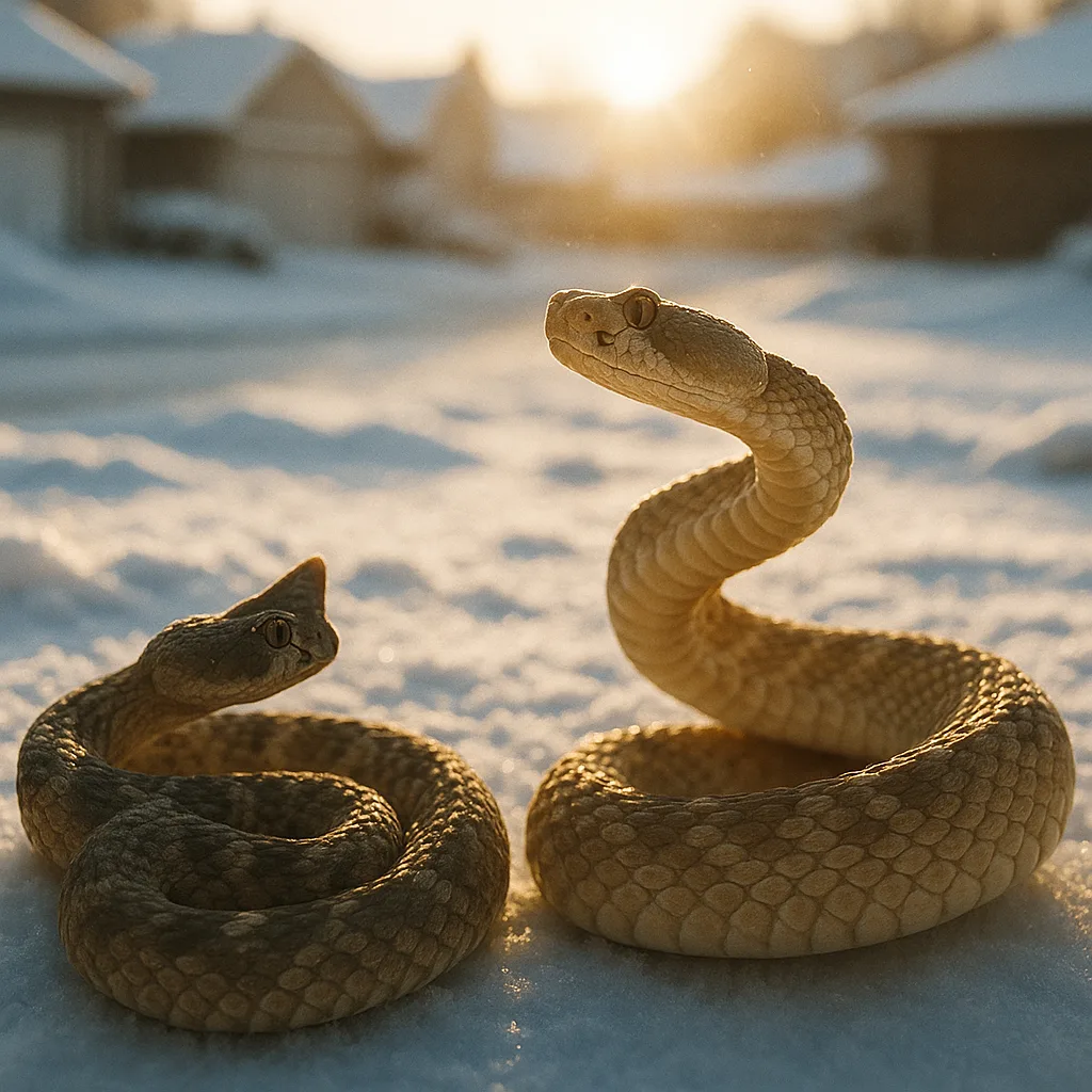 Crisp Winter Morning Reveals Snow-covered Rooftops and Driveways