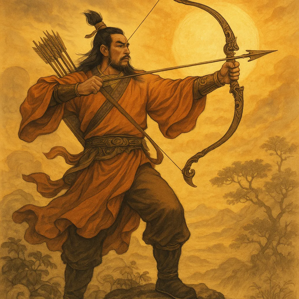 Amid a Golden Sunrise in Chinese Mythology
