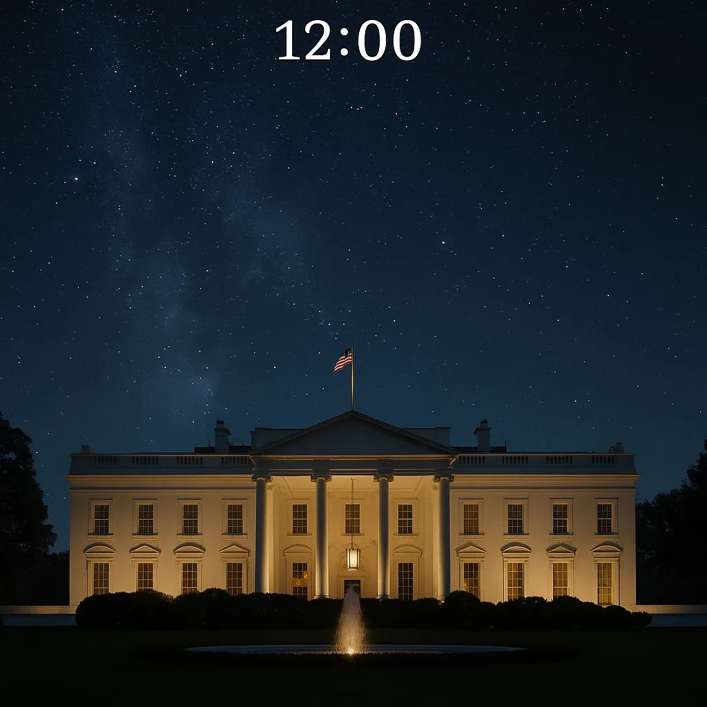 White House’s Glowing Exterior Showcased Beneath a Star-filled Midnight Sky