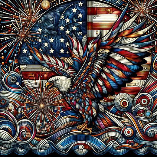 Patriotic Bald Eagle Fireworks Design