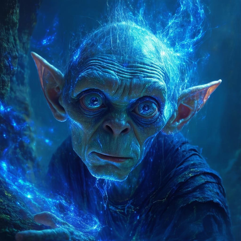 Ethereal Gollum Portrait in Luminous Detail
