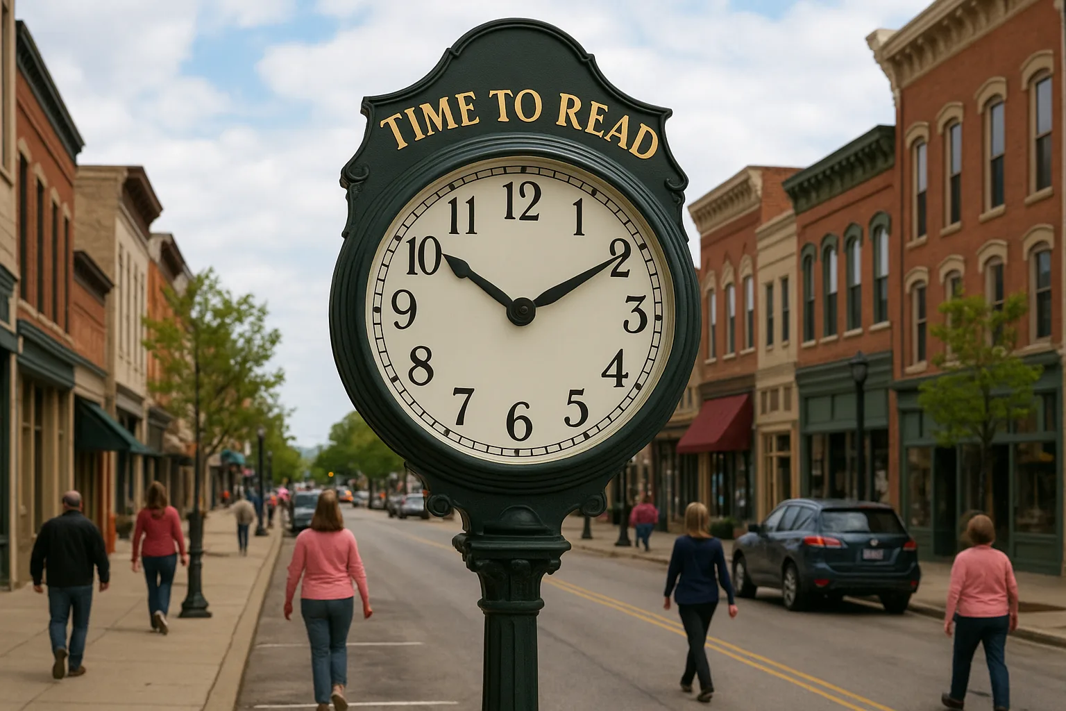 Street Clock with "Time to Read" Written on its Top