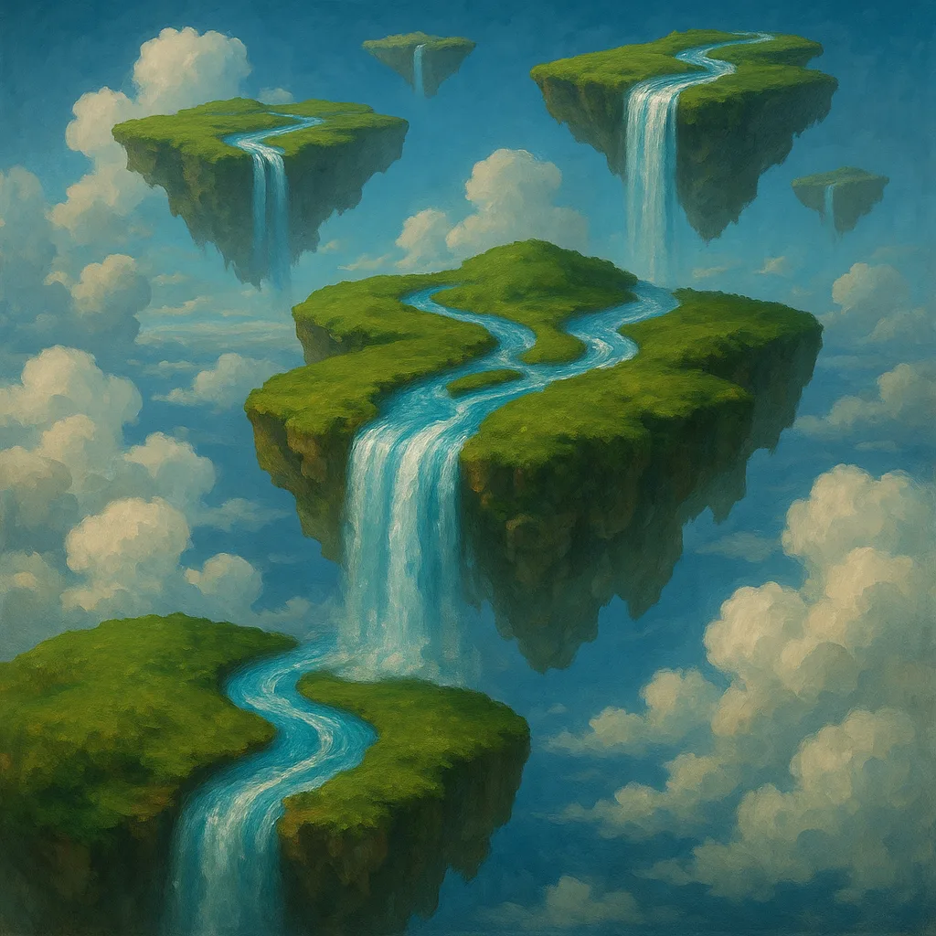 Fantastical Landscape Featuring Floating Isles